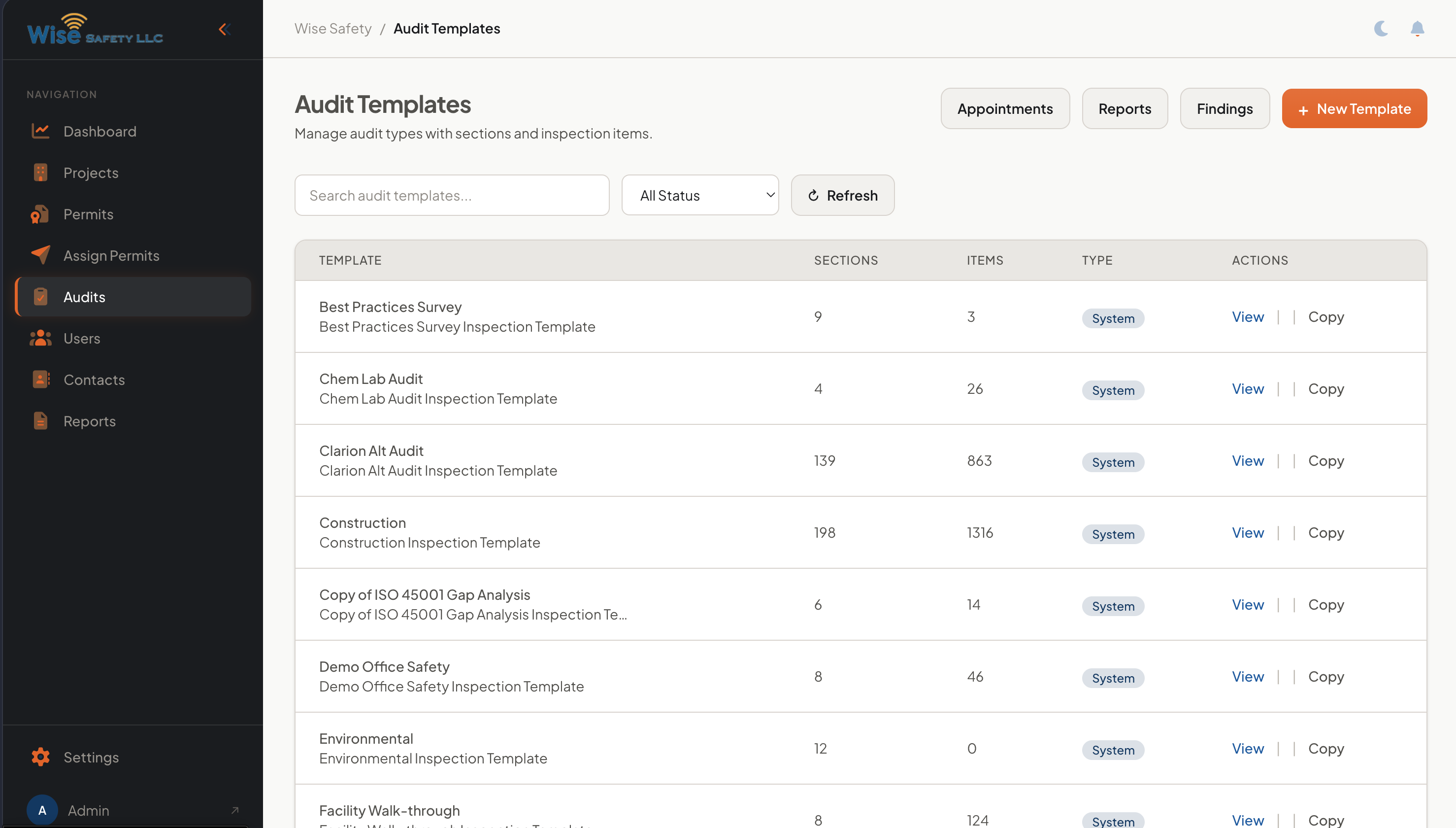 Audit Templates — customizable inspection templates for any industry